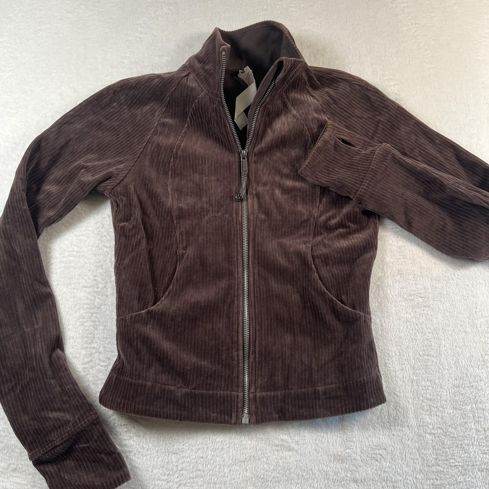 Lululemon Define Jacket Womens 2 Brown Corduroy Full Zip Thumbholes Yoga